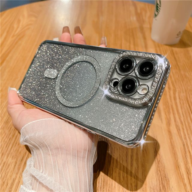 Luxus Farbverlauf Glitzer Wireless Charging für Magsafe Hülle für iPhone 14 13 12 11 Pro Max Plus Plating Bumper Cover Cases_voghion.com