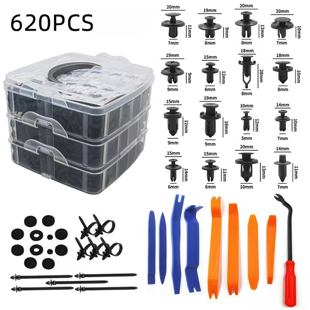 Αγκράφα τριών στρώσεων 620/625/630 τεμαχίων σε κουτί με 16 τύπους κιτ επισκευής αυτοκινήτου, 4 στρώσεις 620 τεμάχια/24_voghion.com