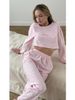 KSS/SECRET Women's Casual Set, Stylish, Simple, Loose-fitting, Long-sleeved Pullover Pants With Hollowed-out Design._voghion.com
