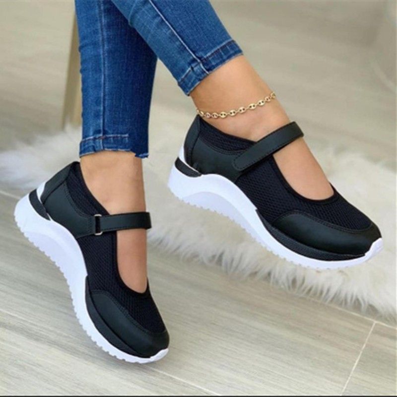 Moda donna vulcanizzata S piattaforma tinta unita appartamenti scarpe da donna casual zeppe traspiranti da donna che camminano_voghion.com
