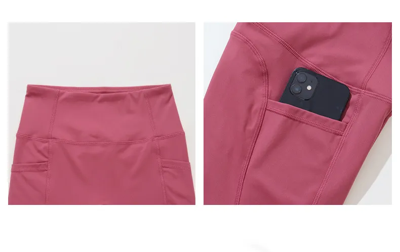 Sports Clothing New Sports Fitness Yoga Shorts Quick Drying Nude Peach Hip Lifting High Waist Comfortable Pocket Shorts For Women_voghion.com