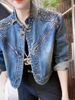 2025 European Style Rhinestone Embellished Early Women's New Denim Short Jacket Spring Autumn High-end Unique And_voghion.com