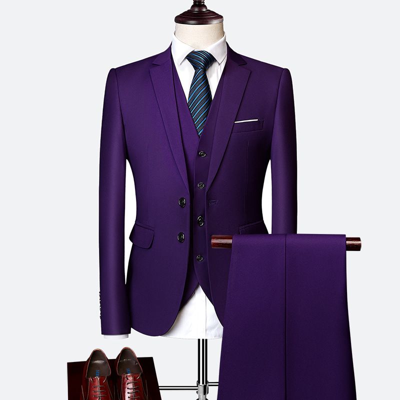 CT 2025 Primavera e Autunno Nuovo Completo Casual Business da Uomo Monopetto Due Bottoni Tre Pezzi Set Giacca Pantaloni Gilet_voghion.com