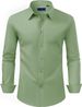 Herrenhemd Regular Fit Stretch Fleckenschutz Langarm Einfarbig Business Hochzeit Button-Down-Hemden_voghion.com