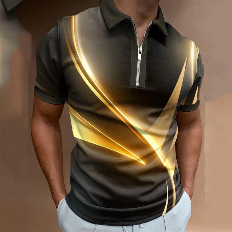 3D Printed polo Shirt 3D fashion logo printed short sleeve loose European size quick-drying lapel T-shirt_voghion.com