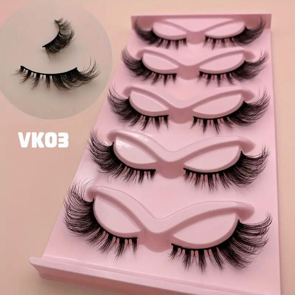 5 Pairs Cat Eye False Eyelashes - Voluminous Wispy Flared Lashes With Fox Effect, Natural Looking & Dramatic Curl For Eye Lengthening_voghion.com