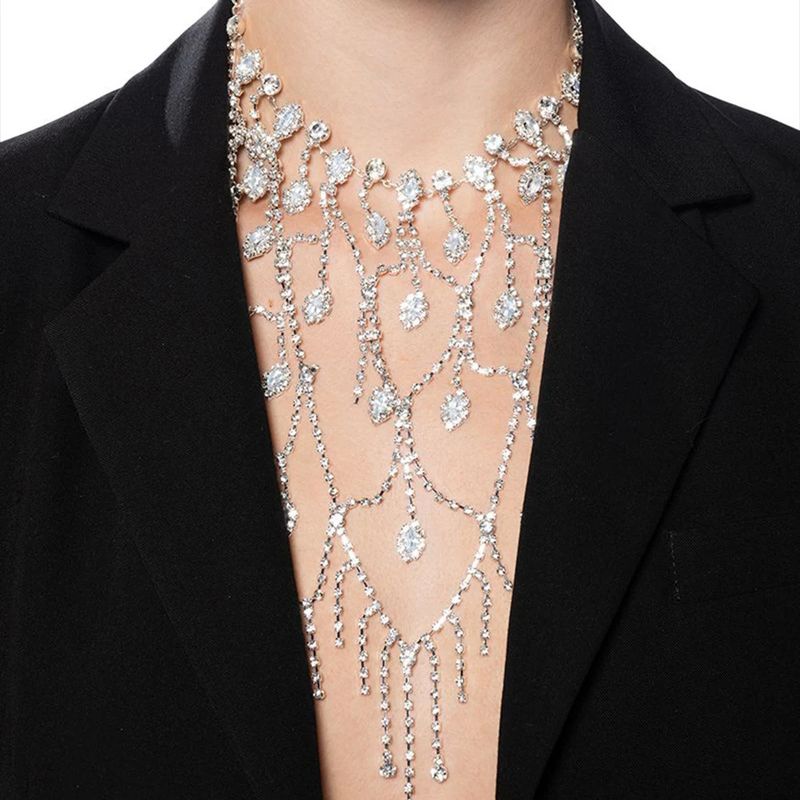 Praise The New Zhang Tassel Necklace Full Diamond Temperament Pendant Necklace Women's Gala Rhinestone Accessories Necklace_voghion.com