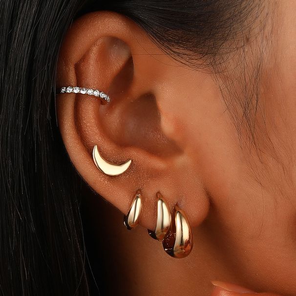 Set di orecchini a cerchio con polsino esagerato, stile Ins, moda, fascia alta, clip per orecchie non forate, per donna_voghion.com