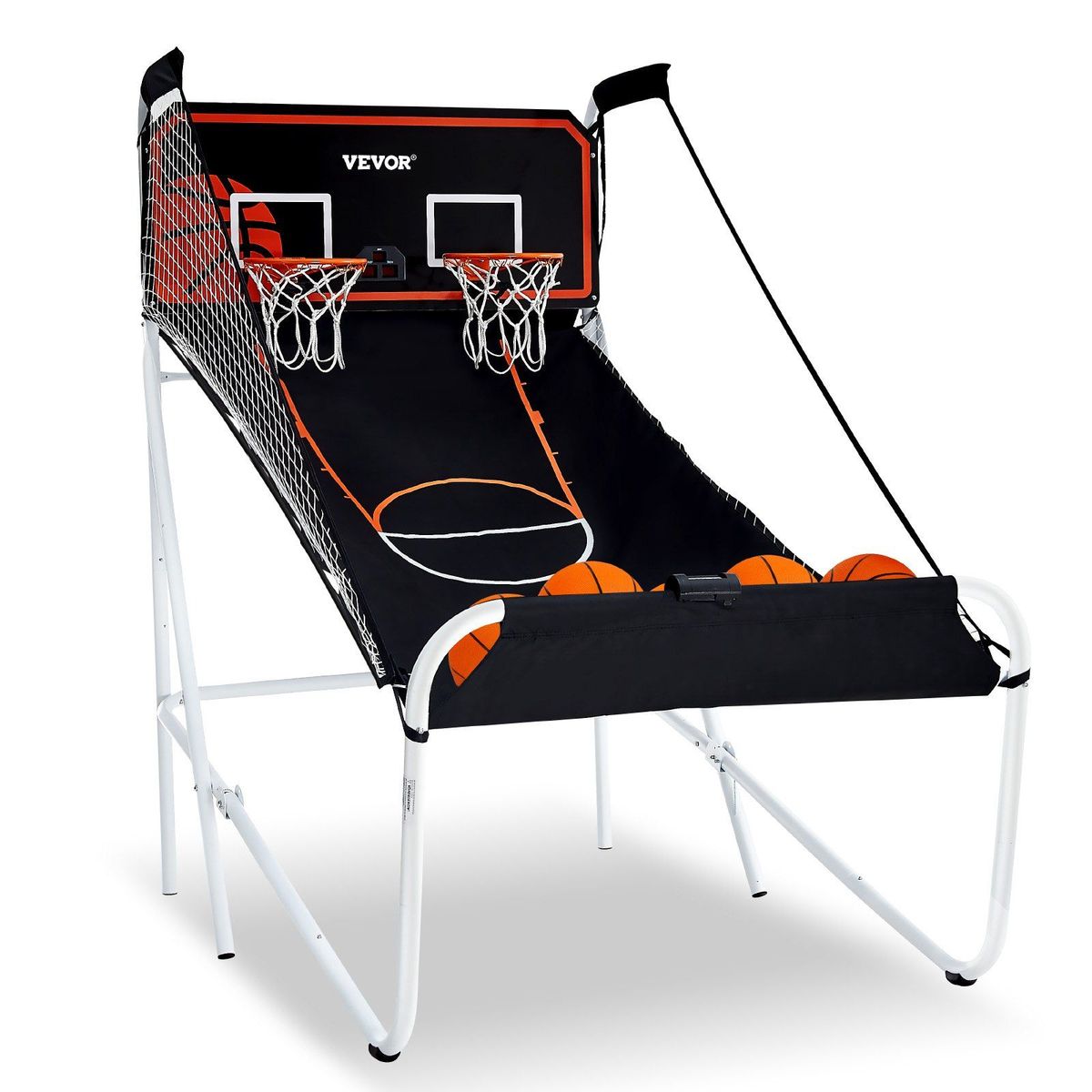 VEVOR Foldable Basketball Arcade Game, 2 Player Indoor Basketball Game, Home Dual Shot Sport With 5 Balls, 8 Game Modes, Electronic Scoreboard, And Inflation Pump, For Kids, Adults (Black & White)_voghion.com