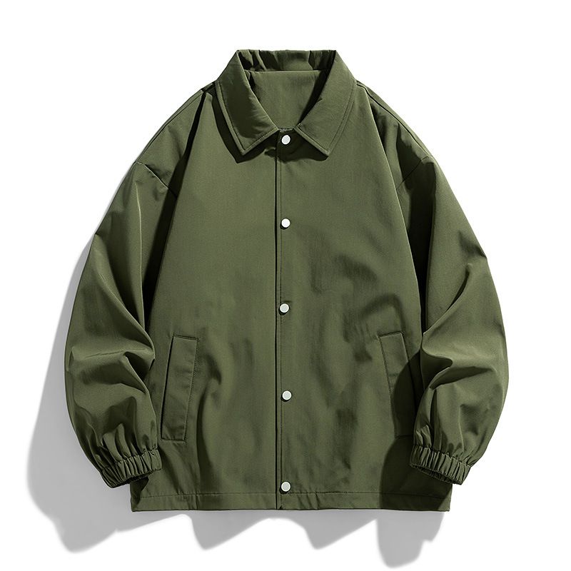 Veste d'entraîneur imprimée pour homme, manteau polyvalent, décontracté, col ample, couleur unie, printemps et automne_voghion.com