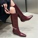 Bottes d'équitation minimalistes à bout carré, cuissardes longues et amincissantes, pour femme, nouvelle collection hiver 2025_voghion.com