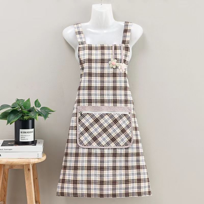 New Cotton Breathable Apron For Cooking, Oil-Proof Work Smock, Fashionable Kitchen Apron, Dirt-Resistant_voghion.com