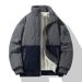 Men's Clothing Contrast Color Stitching Plus Velvet Winter Fleece-Lined Color Block Stand Collar Jacket - Stylish Unisex Casual Coat For Cold Weather_voghion.com