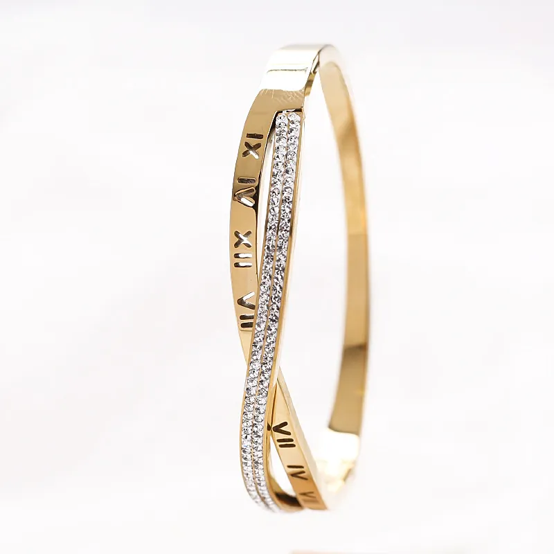 Roman Letters Titanium Steel Bracelet Hollow Female Letter Buckle Bracelet K Gold Star Bracelet_voghion.com