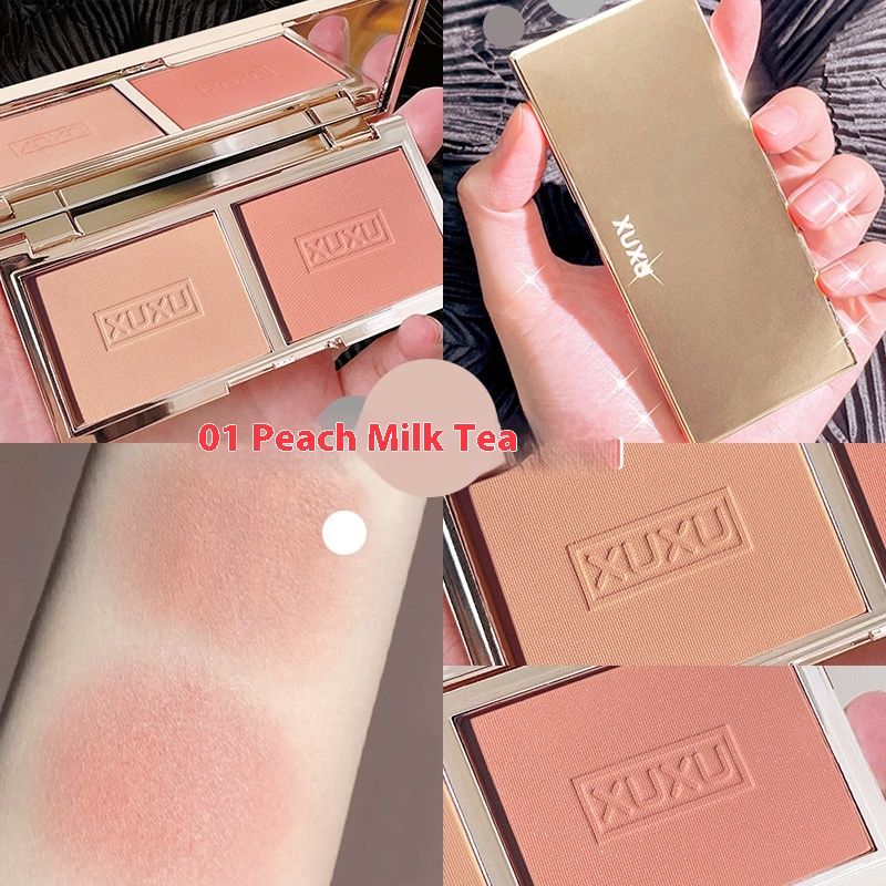 XUXU flower fairy two color matte natural facial rouge sun red nude makeup 2022 new powder blusher plate_voghion.com