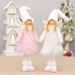 Christmas Angel Doll Figurines – Handcrafted Fabric Sitting & Standing Angels For Holiday Tabletop Decor, Tree Toppers & Nativity Scenes (Pink/White)_voghion.com