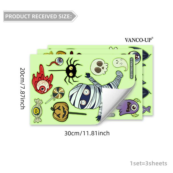 Stickers Halloween Element Luminous Pumpkin Spider Diy Wall Sticker Living Room Bedroom Home Background Holiday Decoration_voghion.com