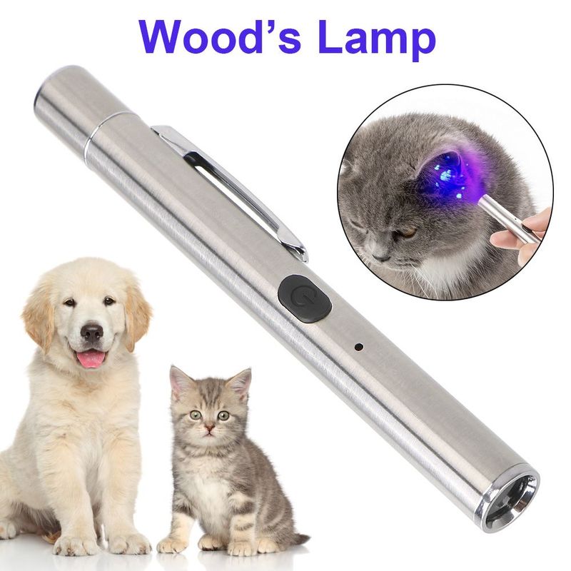 365 UV Veterinary Wood Lamp Pet Fungus Detection Waterproof Flashlight Skin Ultraviolet Light Cat Moss Tinea Light Black Mirror_voghion.com