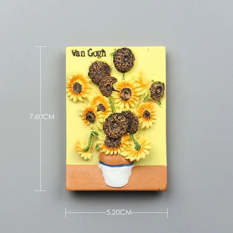 European Creative World Famous Painting Mona Lisa Sunflower Starry Van Gogh Series Resin Home Decor Fridge Magnet Refrigerator_voghion.com