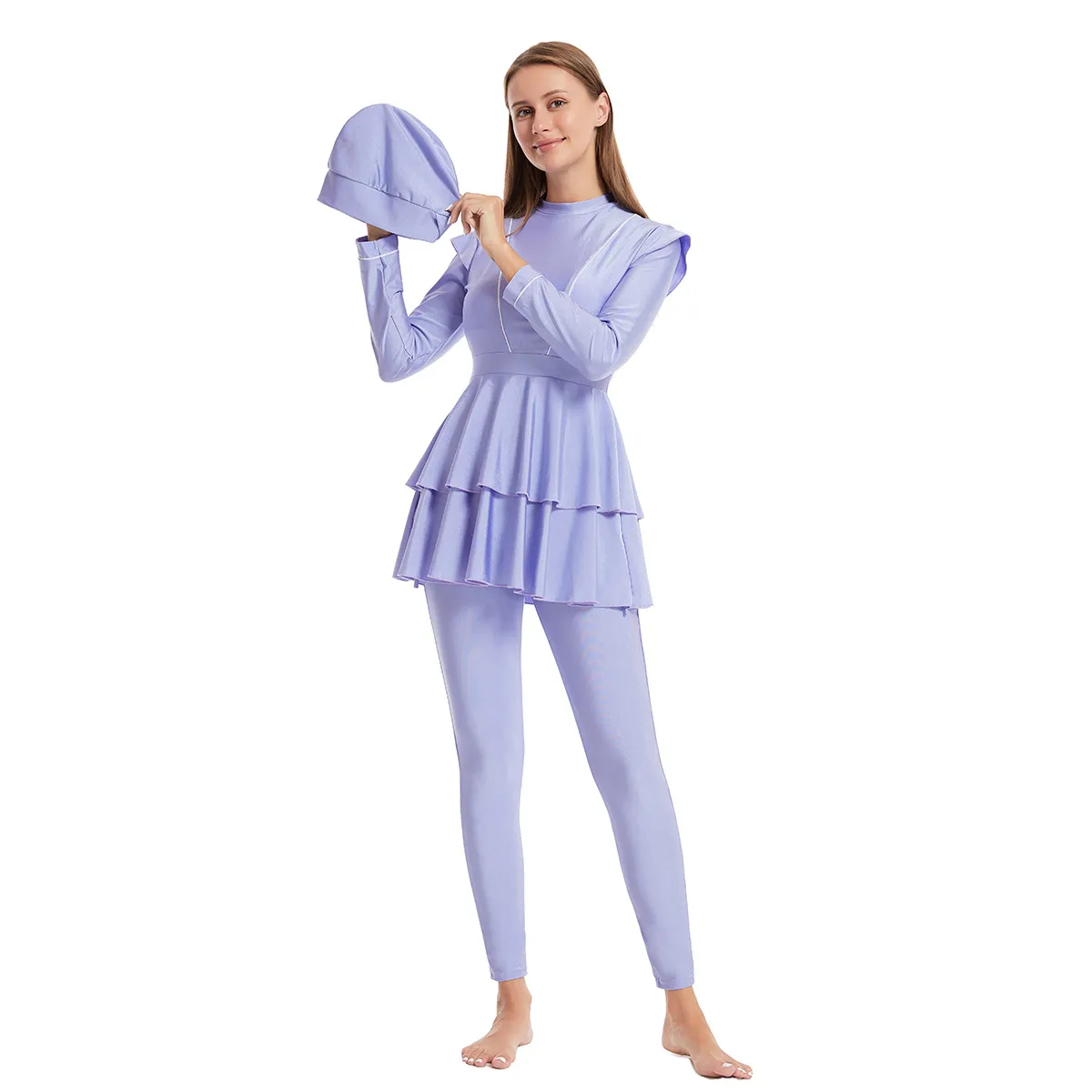 Muslim Swimwear Swimsuit Conservative Swimsuit Dress-style Sunscreen Hot Spring_voghion.com