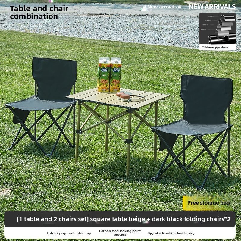 Outdoor Moon Set Folding Lazy Camping Picnic Stall Fishing Travel Portable Table And Chair Combination_voghion.com