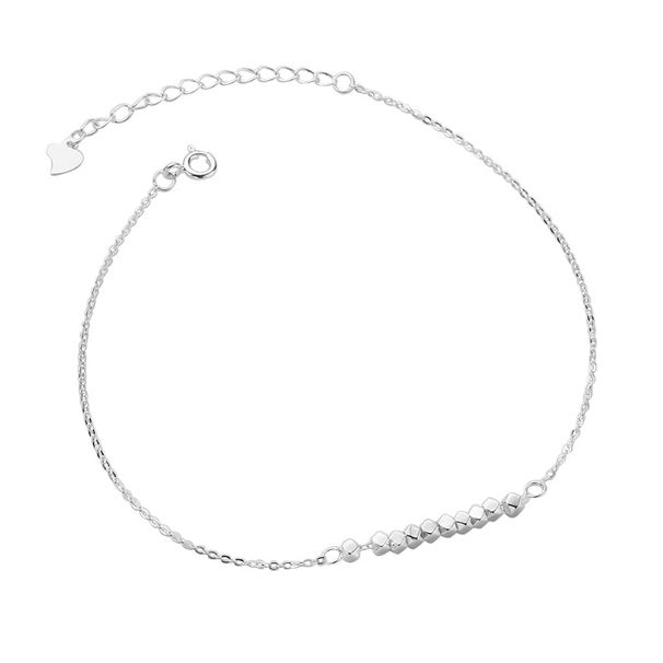 Cavigliera con catena a forma di piede rotto in argento puro, con design a taglio quadrato irregolare, accessori per studenti e migliori amiche 4206Y_voghion.com