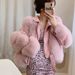 Short Faux Fur Jacket – Vegan Fox Collar Biker Coat In Dusty Pink (S-4XL, Korean Streetwear Style With Detachable Hood)_voghion.com