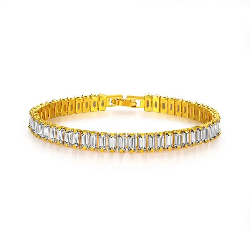 Zirkon Tenniskette Mikro-Ageleet Quadrat Zirkon Hip Hop Koppel Legierung Halskette Anhänger_voghion.com