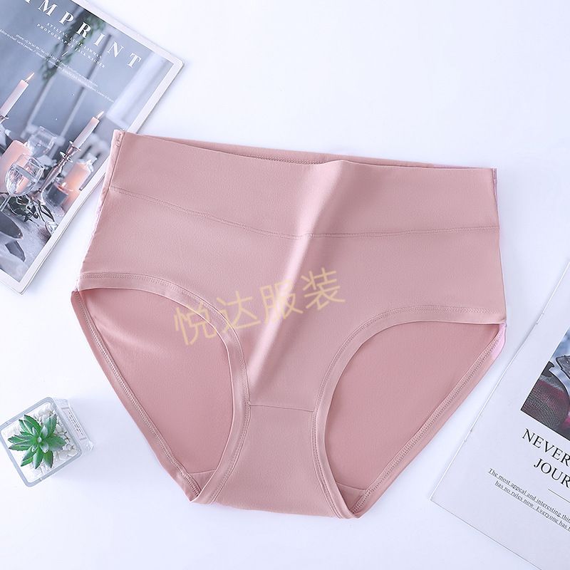 2025d Plus Size Mid-Waist Tummy Control Milk Silk Women's Briefs Solid Color Breathable Crotch Skin-Friendly Comfortable_voghion.com