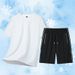 Completo sportivo casual estivo da uomo a maniche corte in seta ghiacciata traspirante ad asciugatura rapida, di alta qualità, semplice, alla moda, versatile e alla moda._voghion.com