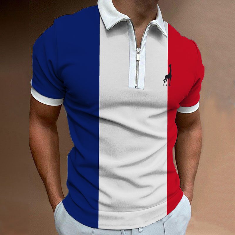 Vīriešu ikdienišķs 3D ar īsām piedurknēm T-krekls ar žaketu modes logotipu Polo krekls_voghion.com