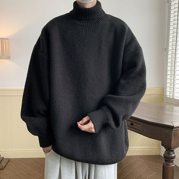 Minimalist High-Neck Sweater – Oversized Knit Pullover For Urban Layering_voghion.com
