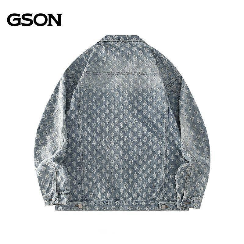 Semir Group GSON gewaschener, abgenutzter Jacquard-Denim für Männer und Frauen im Frühling und Herbst, locker sitzende Jacke für Paare_voghion.com