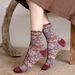 2025d Spring And Autumn New Women's Ruffled Edge Slouch Shiny Embossed Jacquard Mid-Calf Socks_voghion.com