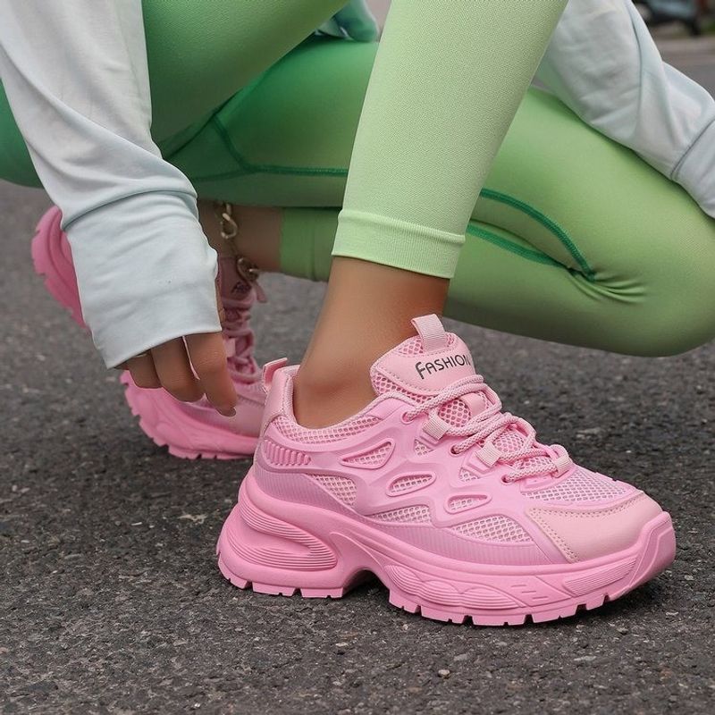 2024 Herfst Nieuwe Papa Koreaanse Editie Ronde Kop Dikke Bodem Verhoogde Casual Kant Sport Damesschoenen Trendy_voghion.com