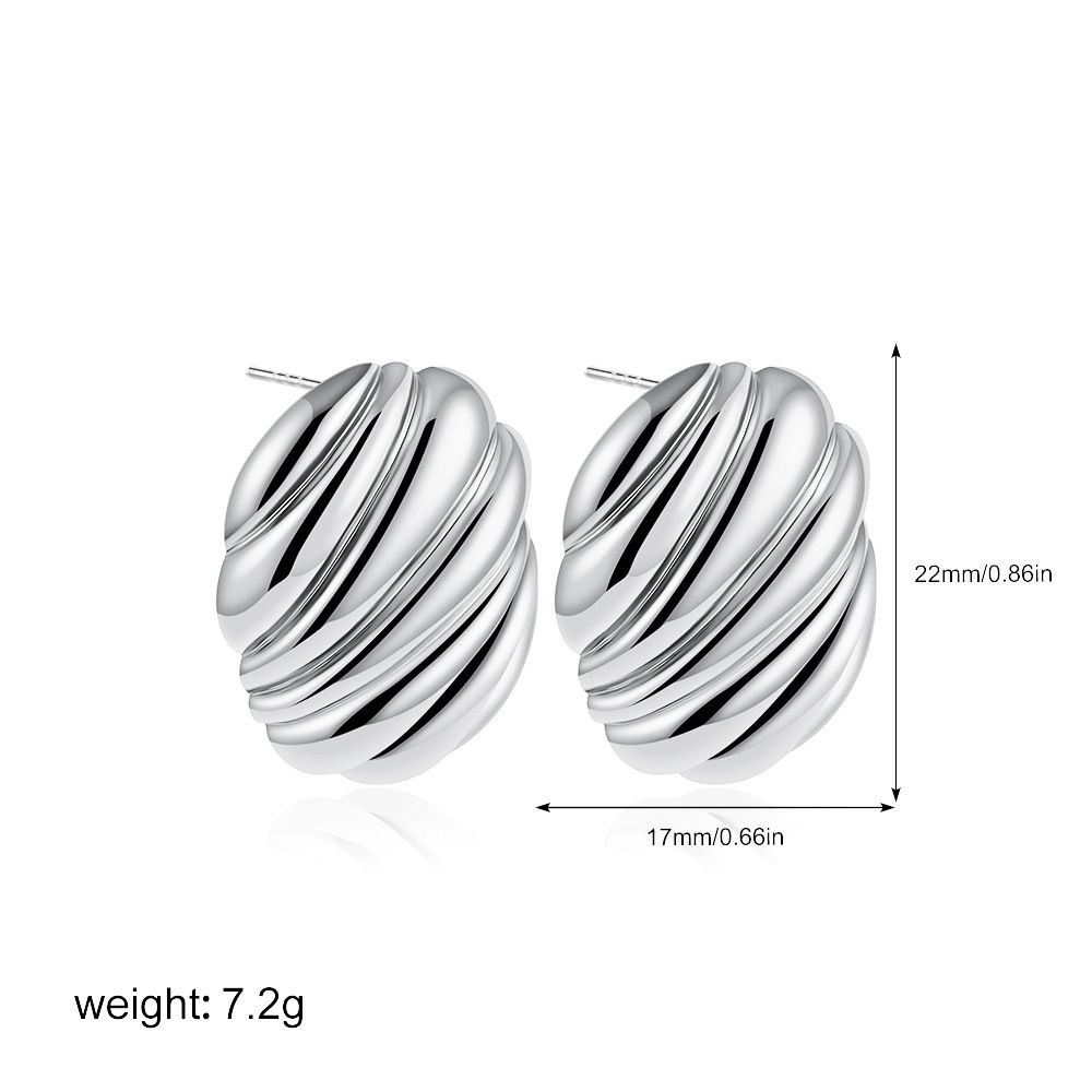 Orecchini unisex ovali placcati con filo, orecchini a forma di pane con trama irregolare, orecchini semplici per donna_voghion.com