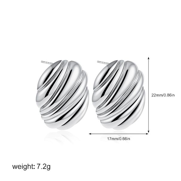 Orecchini unisex ovali placcati con filo, orecchini a forma di pane con trama irregolare, orecchini semplici per donna_voghion.com