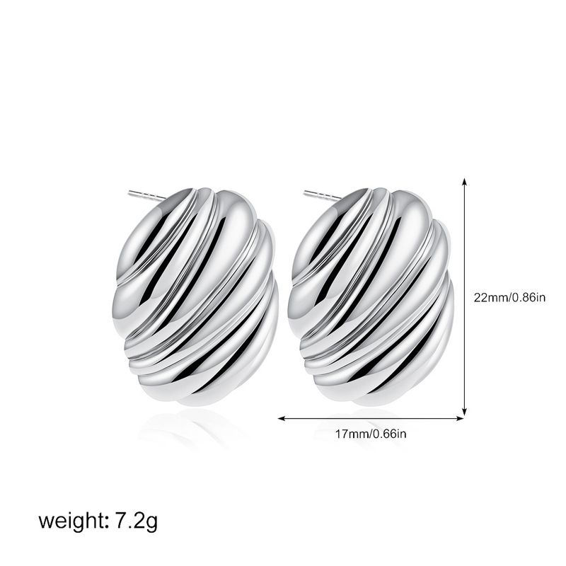 Boucles d'oreilles unisexes plaquées ovales en fil, boucles d'oreilles à texture irrégulière, boucles d'oreilles simples pour femmes_voghion.com