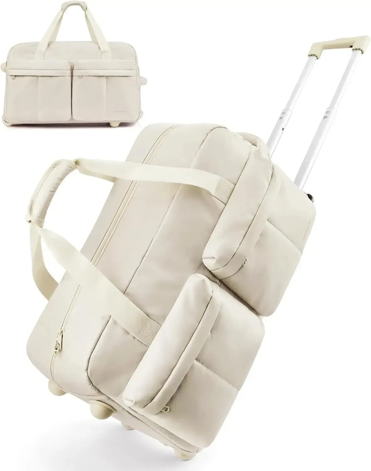 BAGSMART Rolling Duffle With Wheels Waterproof Womens High-Quality Boston Bag Carry-On Suitcase For Travel Essentials_voghion.com