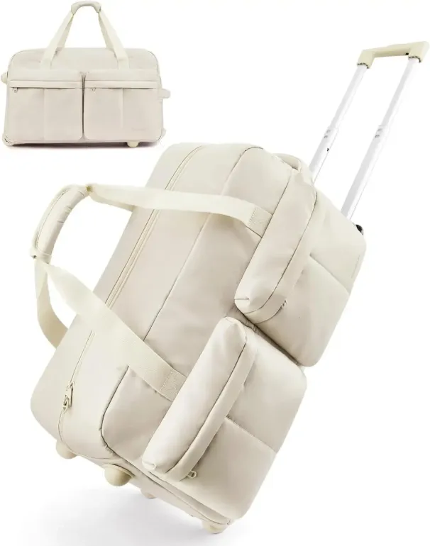 BAGSMART Rolling Duffle With Wheels Waterproof Womens High-Quality Boston Bag Carry-On Suitcase For Travel Essentials_voghion.com