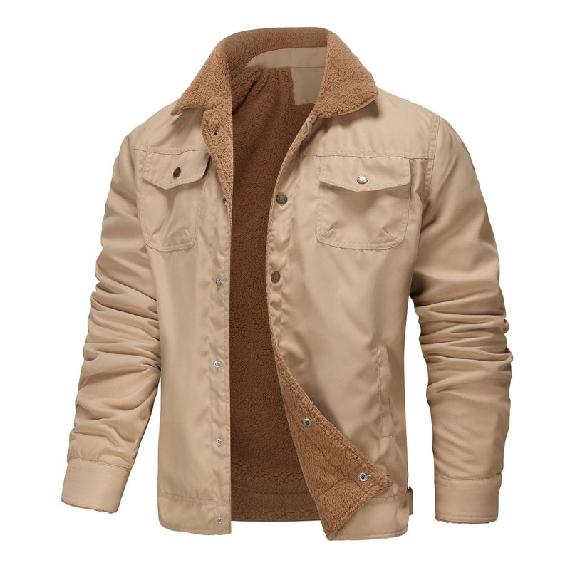 New autumn and winter men's velvet cotton workwear, casual jacket, high-quality European plus size top_voghion.com