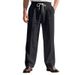 Autumn American Style Breathable Linen Casual Men's Simple Trendy Loose Beach Long Pants_voghion.com