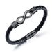 Bracciale da uomo Fashion Simple Infinite in pelle nero/argento_voghion.com