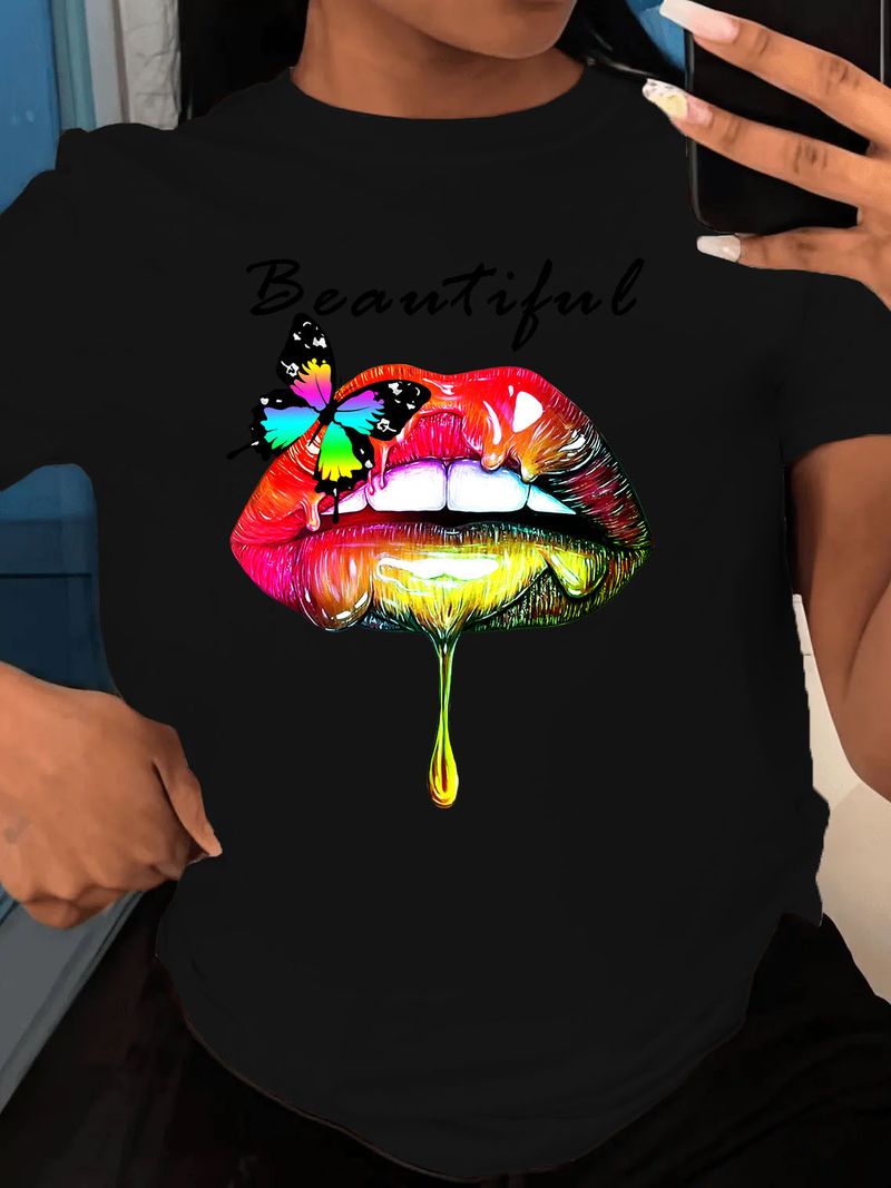 T-shirt a maniche corte ampia stampata da donna_voghion.com
