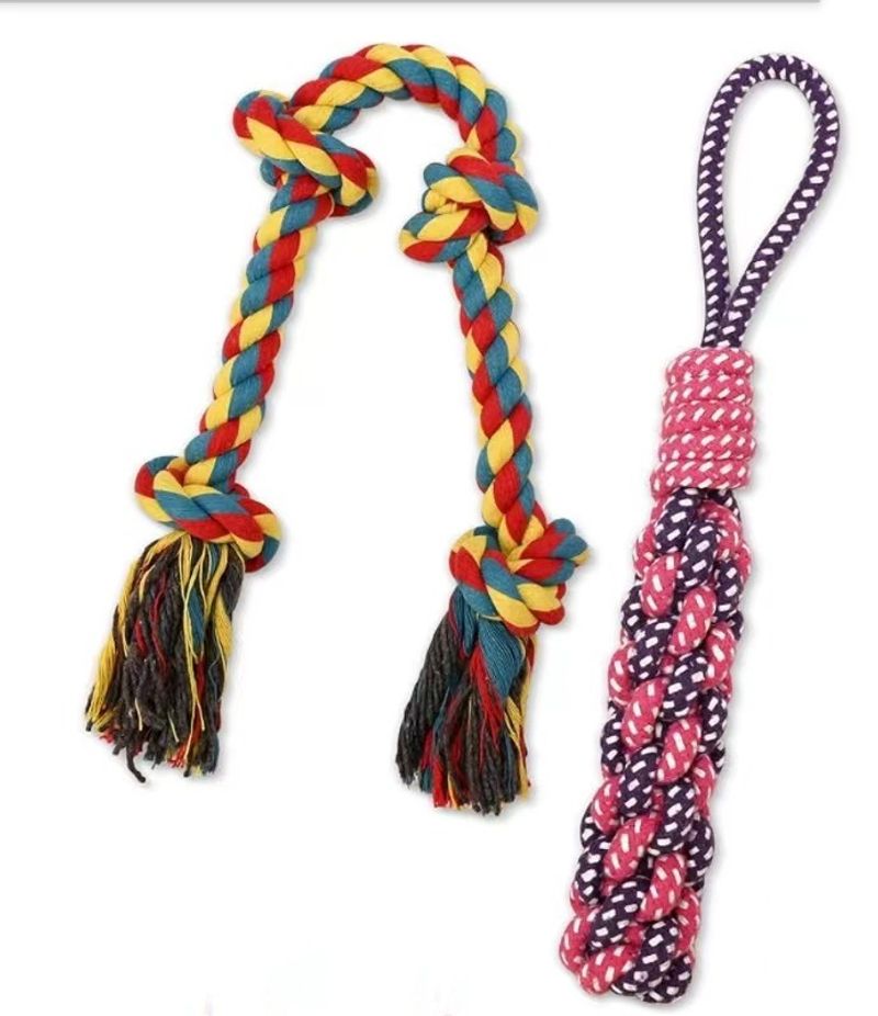Set Cotton Rope Pet Knot Ball Teething Dog Toy_voghion.com