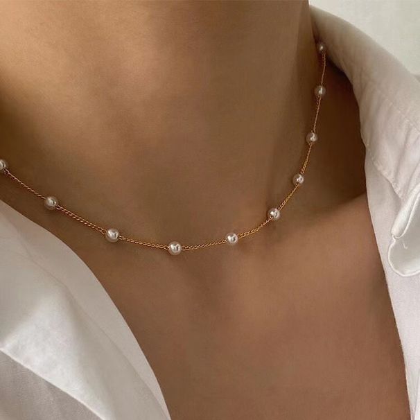 Jewelry New pearl necklace fashion clavicle chain choker neck jewelry female_voghion.com