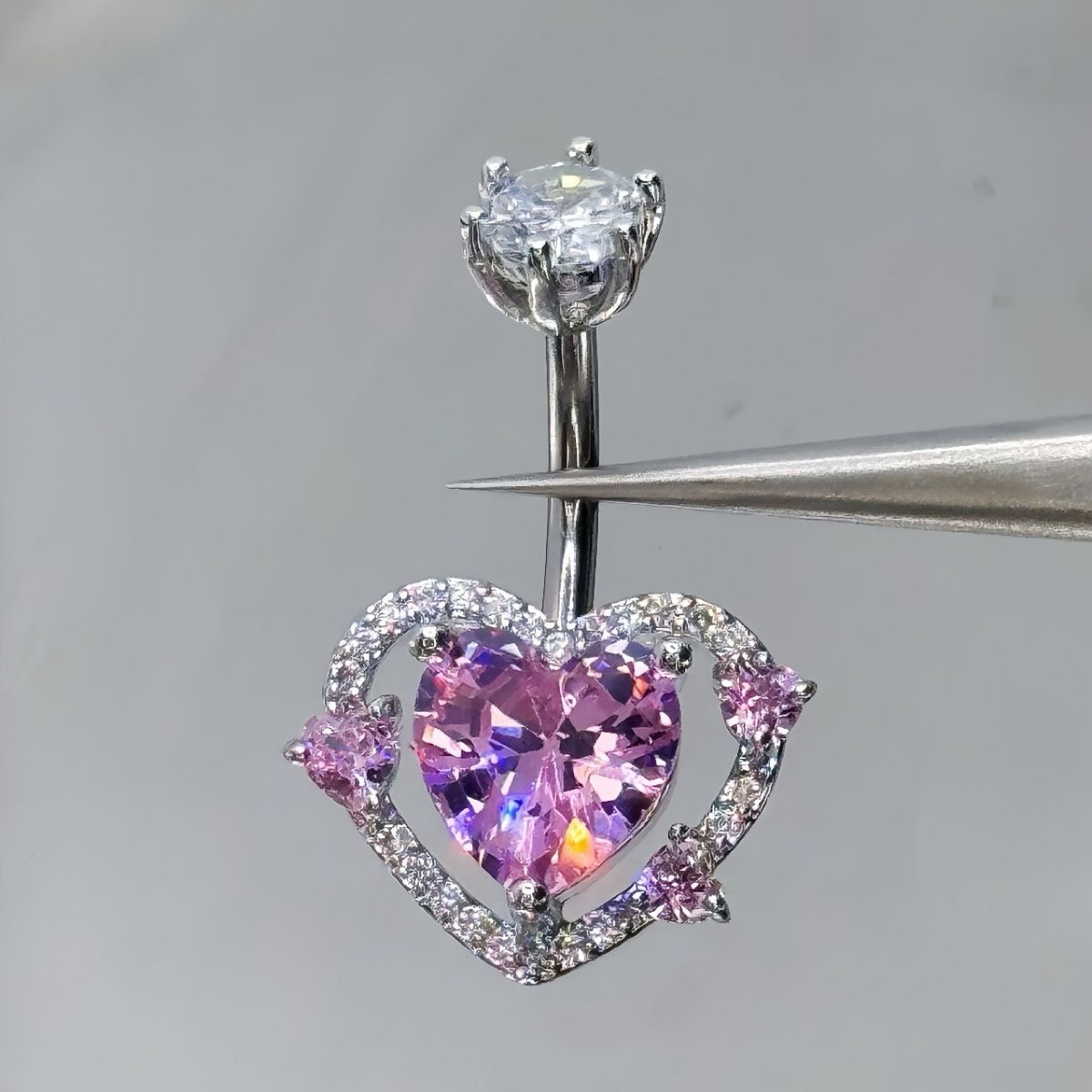 Piercing all'ombelico a forma di cuore rosa pesca, gioielli all'ingrosso transfrontalieri, nicchia, stile Ins, bellissima decorazione_voghion.com