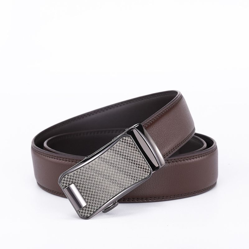 Men's Two-Layer Genuine Leather Belt With Automatic Buckle - Business & Casual Wear_voghion.com