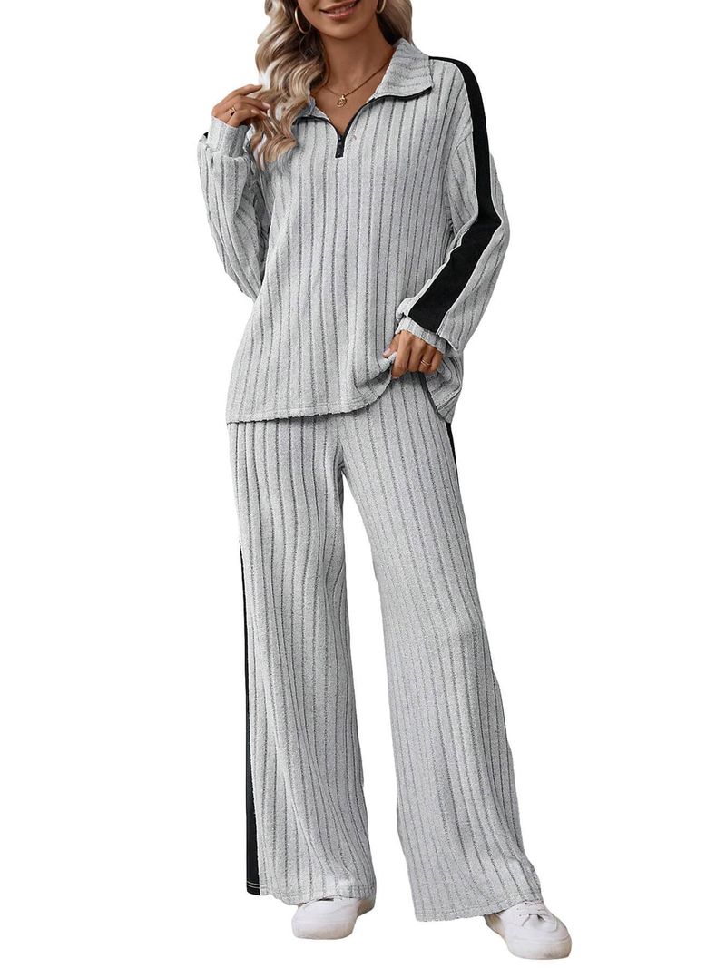 European plus size casual suit for women's autumn 2024 new high-end design sweatshirt wide leg pants two-piece set_voghion.com