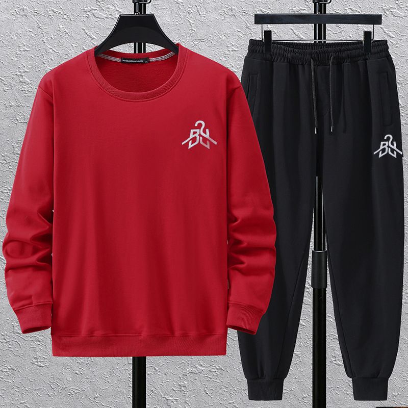 Vêtements pour hommes grande taille, automne, pull imprimé réfléchissant, pantalon de survêtement, costume deux pièces tendance_voghion.com
